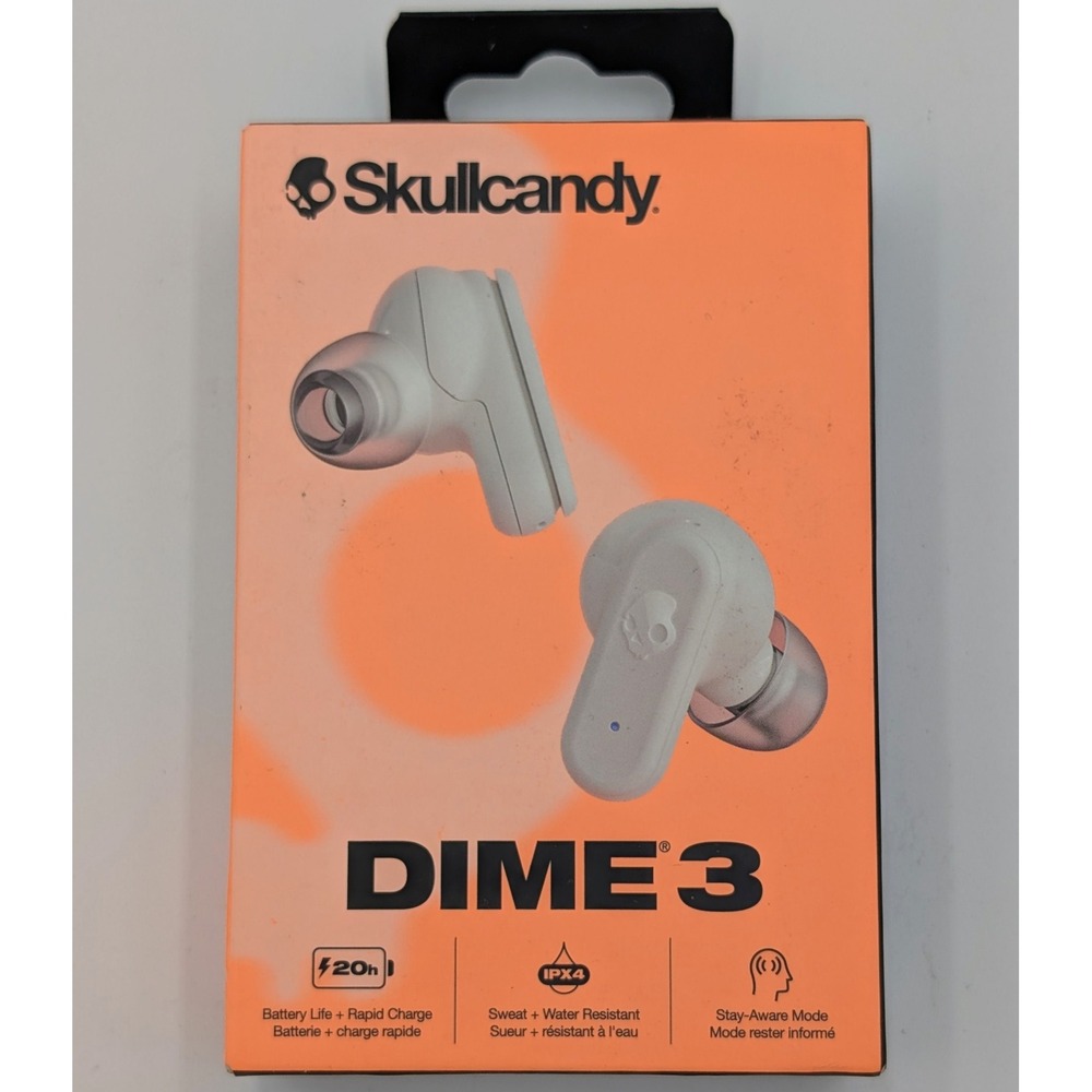 Skullcandy Dime 3 True Wireless Earbuds Bone Orange Glow S2DCW-R951 New
